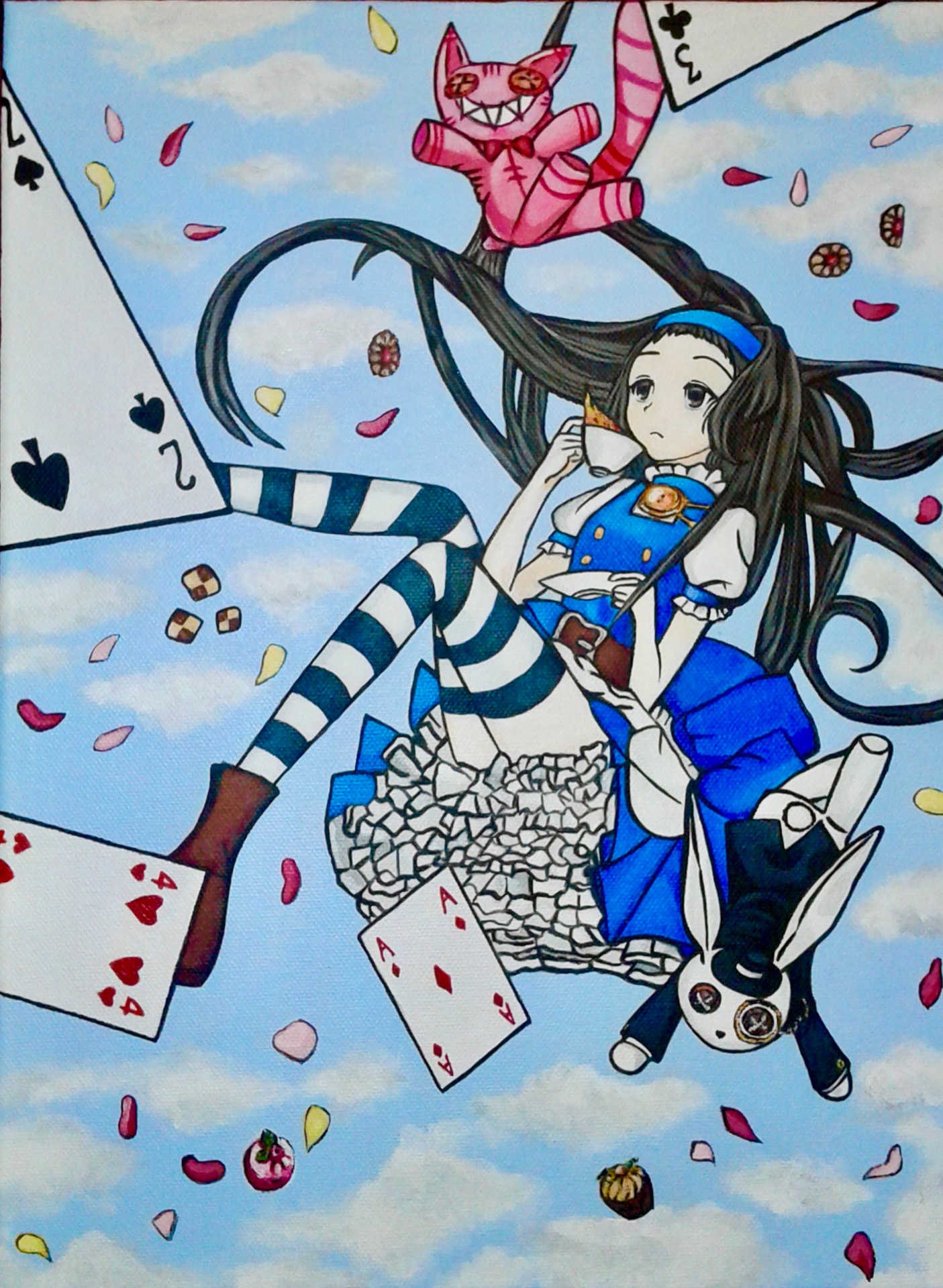 “Alice in wonderland” 30x40 acrilici su tela.