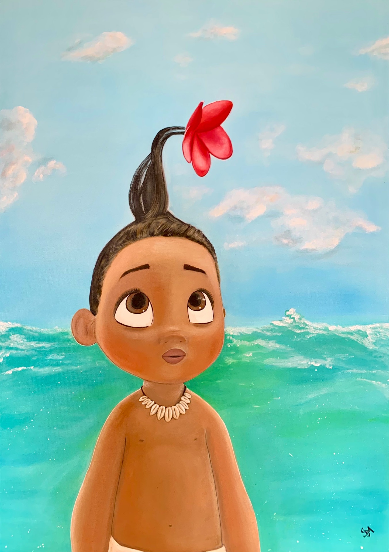 “Baby Moana” 70x100cm acrilici su tela.